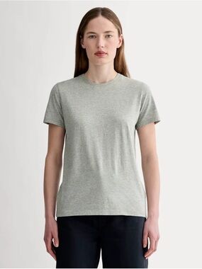 Everlane Slim Crew Essential Cotton, Medium, Heathered Grey